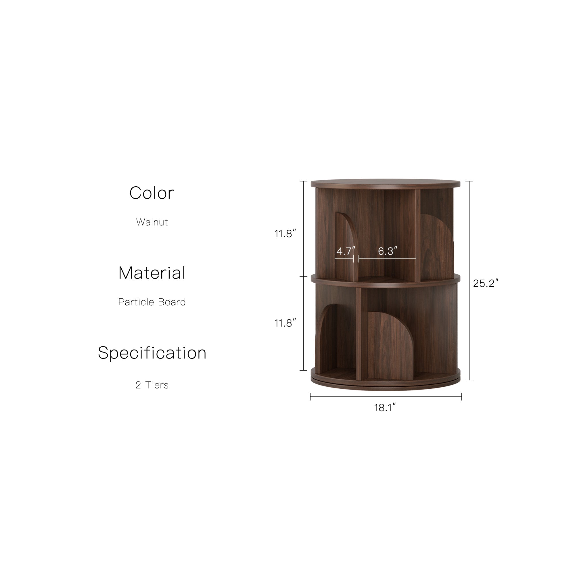 Yowos Rotating Bookshelf 360 Degree Storage Rack