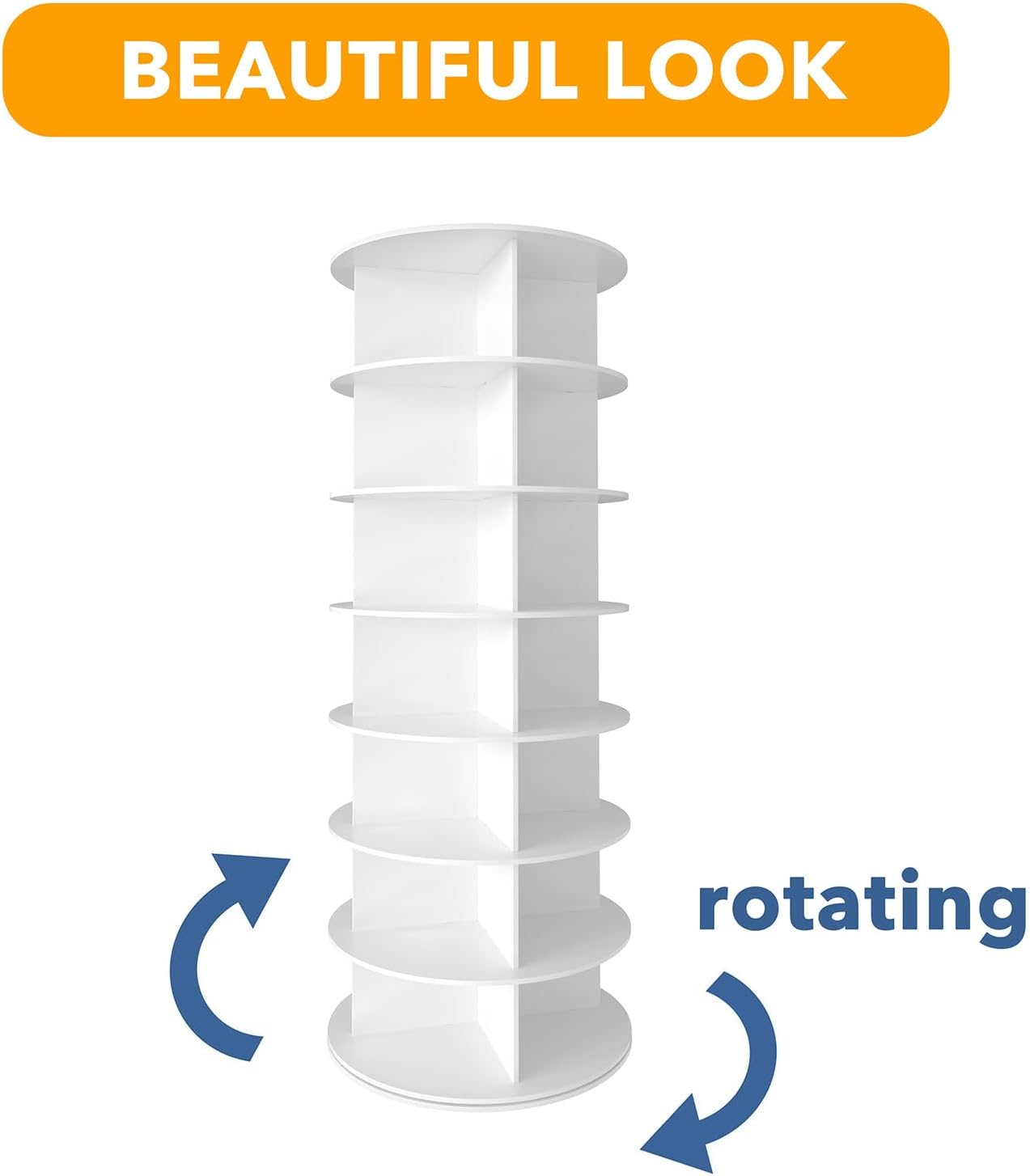 SpaceAid Torre rotante ✨ a 7 ripiani per scarpe - Organizer bianco a 360°