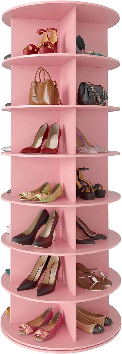 SpaceAid Torre rotante ✨ a 7 ripiani per scarpe - Organizer bianco a 360°