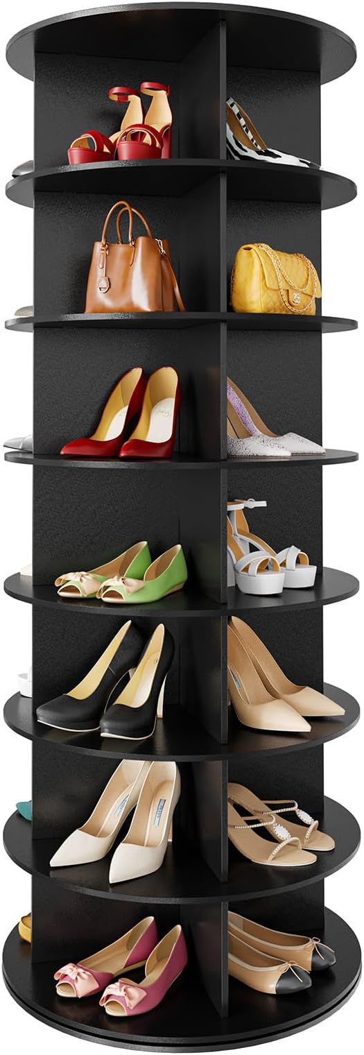 SpaceAid Torre rotante ✨ a 7 ripiani per scarpe - Organizer bianco a 360°